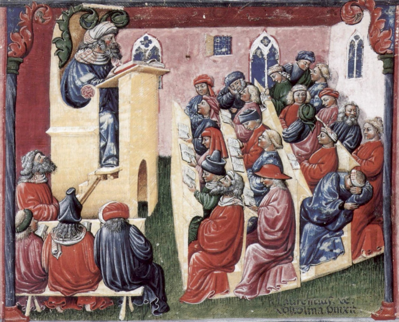 A lecture at Bologna in the 1350s